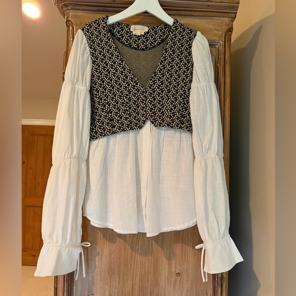 By Anthropologie Layered Jacquard Vest and Blouse size M